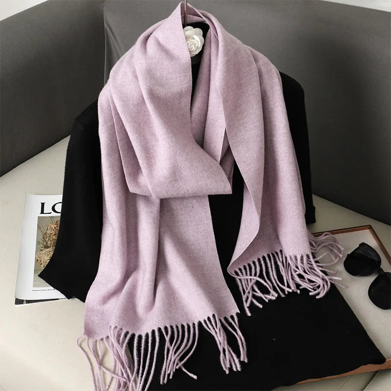 Cachecol pashmina liso com franjas