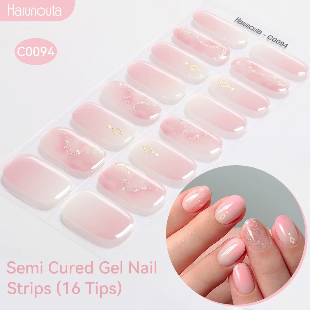 Adesivos de unha em gel semicurado (efeito aurora)