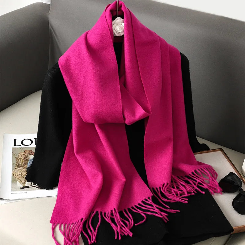 Cachecol pashmina liso com franjas
