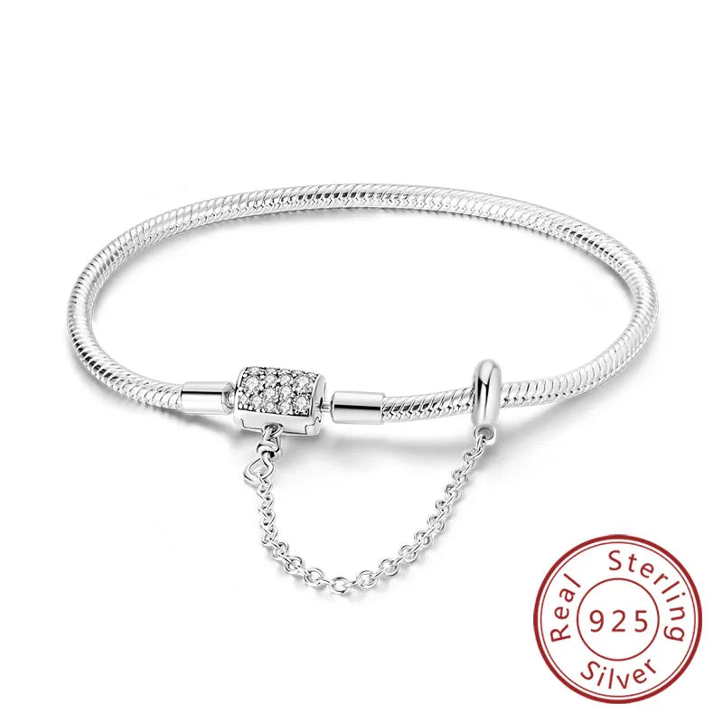 Pulseira de berloques em prata 925 com corações