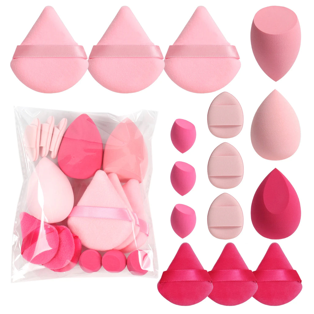 Kit de puffs e esponjas de maquiagem (15 peças)