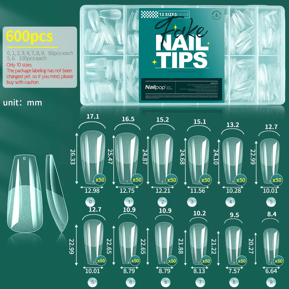 Kit 600 unhas postiças transparentes