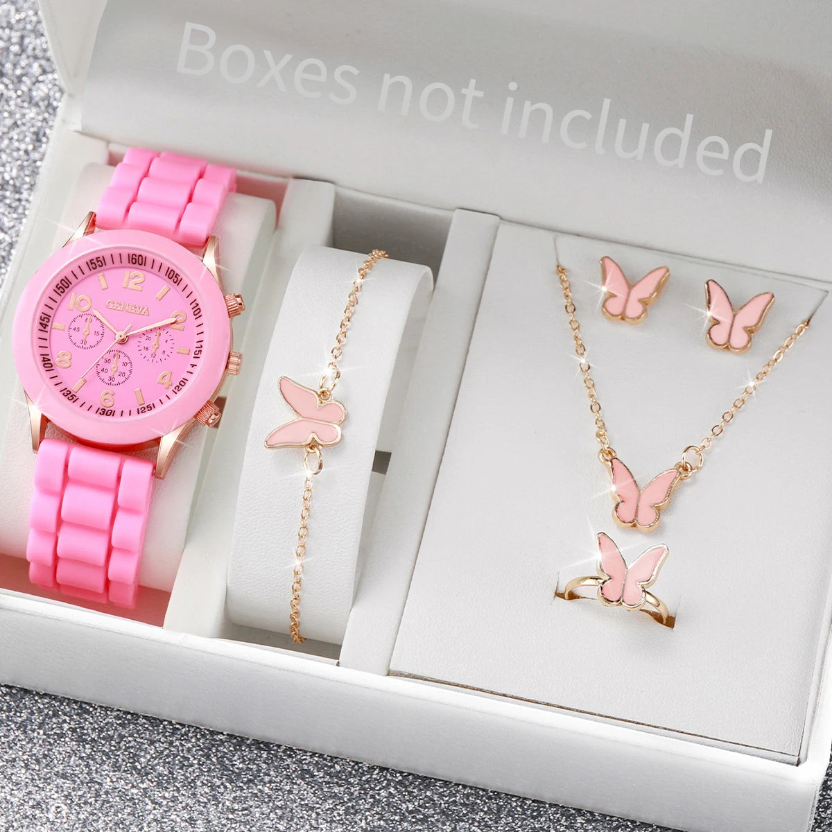 Kit relógio feminino com pulseiras e acessórios