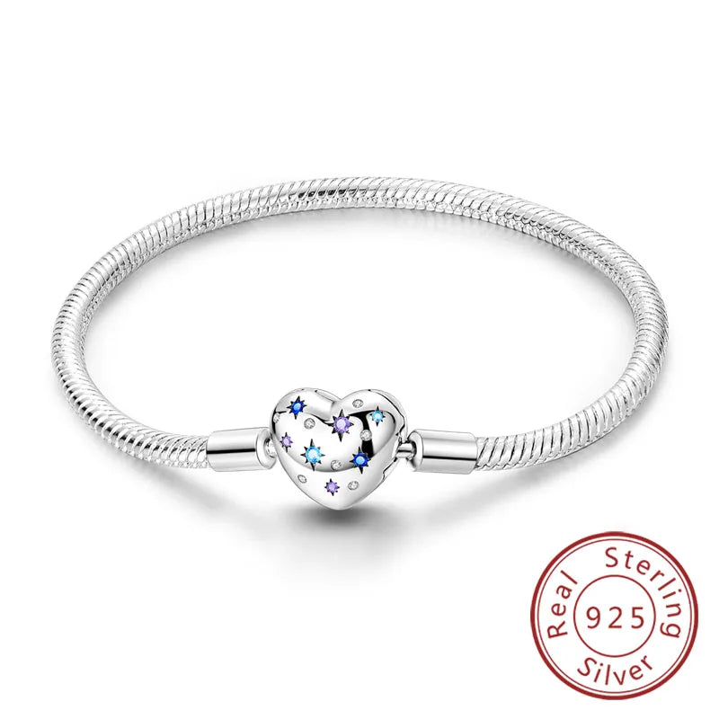 Pulseira de berloques em prata 925 com corações