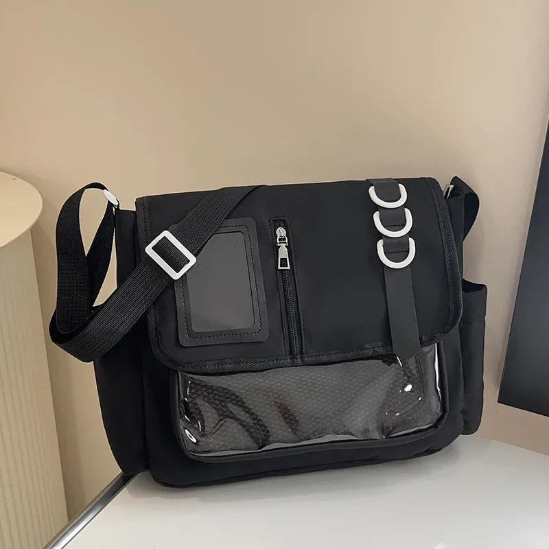 Bolsa transversal Y2K com janela transparente