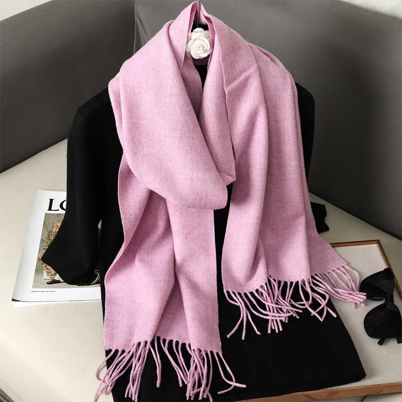 Cachecol pashmina liso com franjas