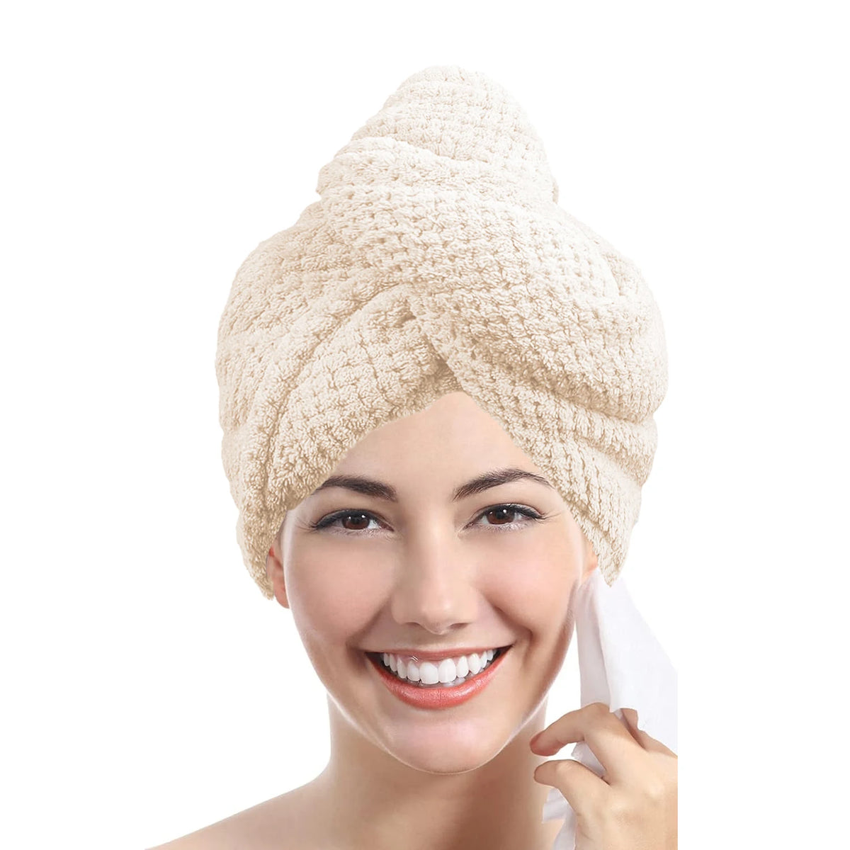 Toalha turbante texturizada para cabelo