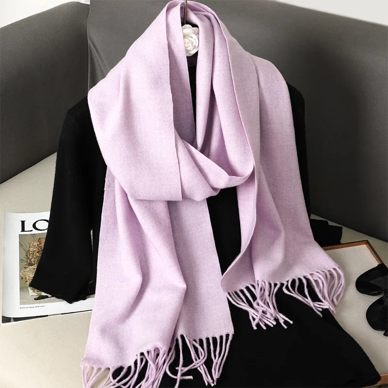 Cachecol pashmina liso com franjas
