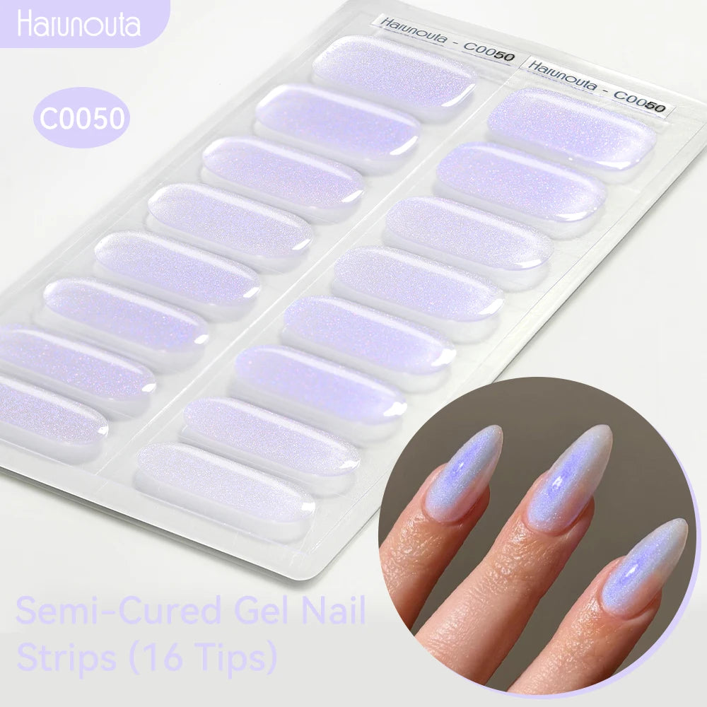 Adesivos de unha em gel semicurado (efeito aurora)