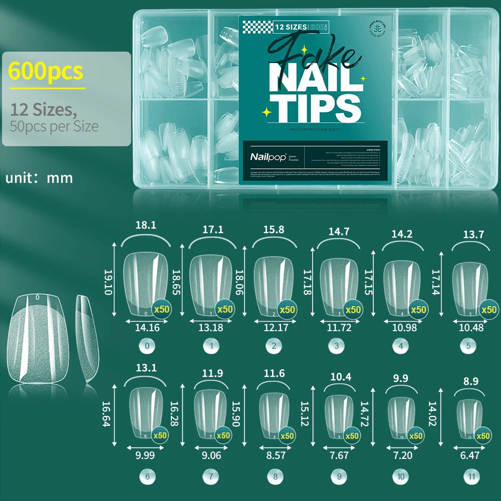 Kit 600 unhas postiças transparentes
