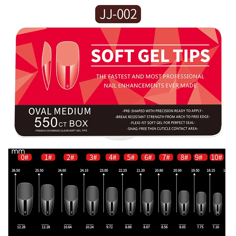 Kit 550 tips de unha em gel macio