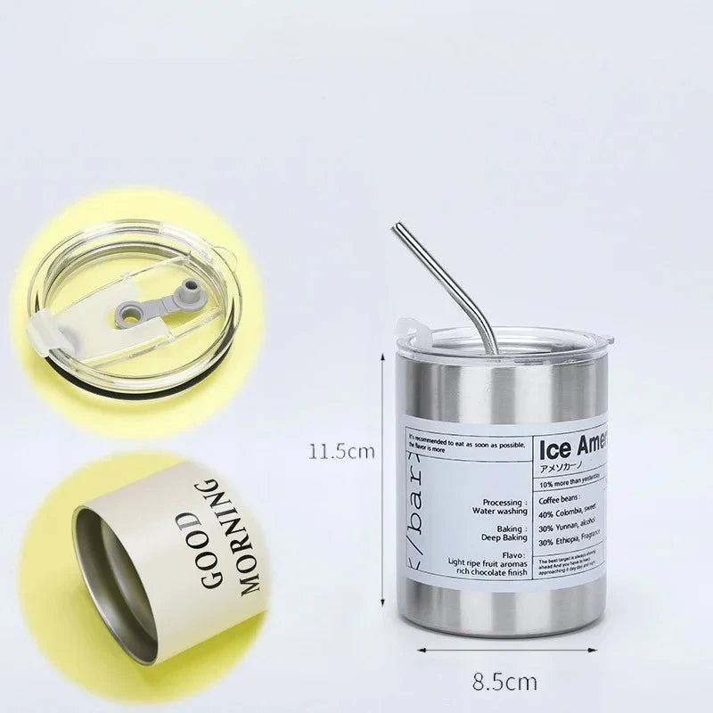 Copo térmico de aço inox com canudo (360 ou 600 ml)