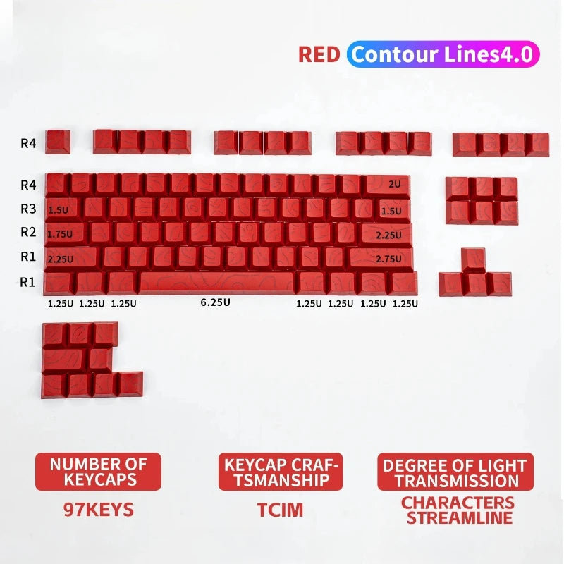 Kit de keycaps PBT com brilho lateral