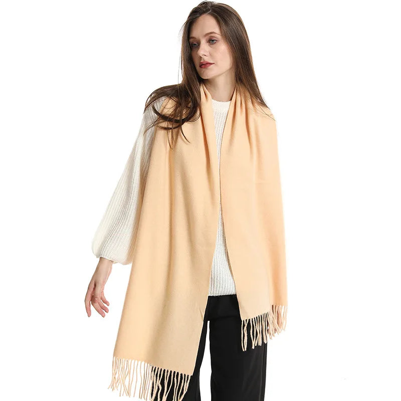 Cachecol pashmina liso com franjas