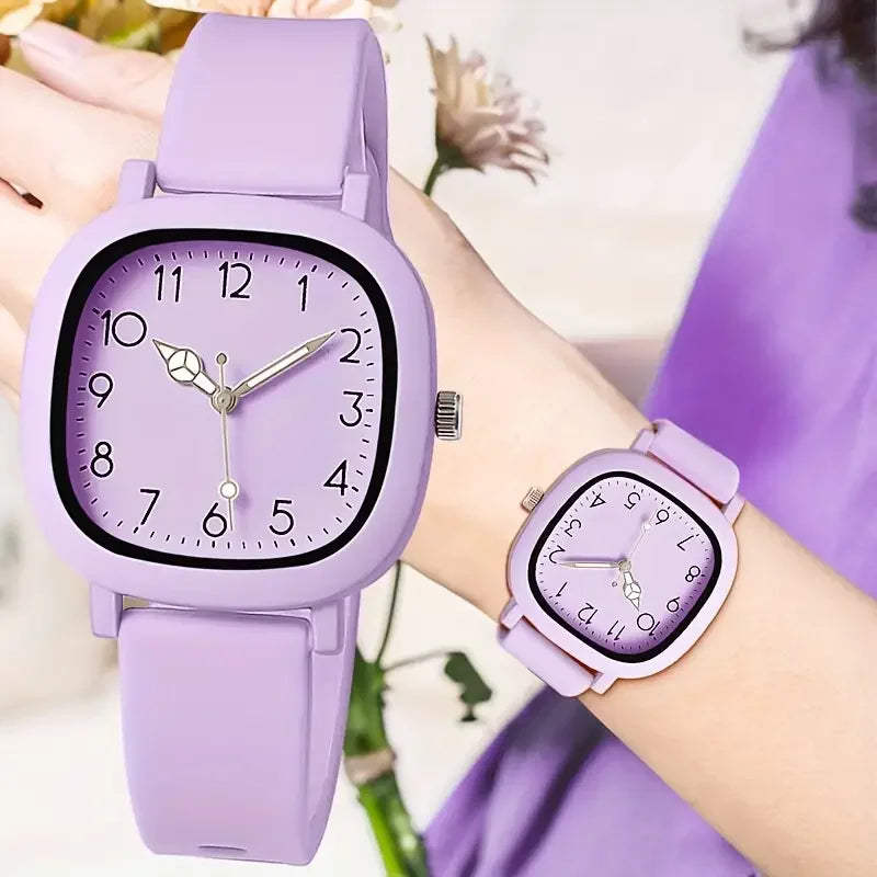 Relógio feminino com pulseira de silicone