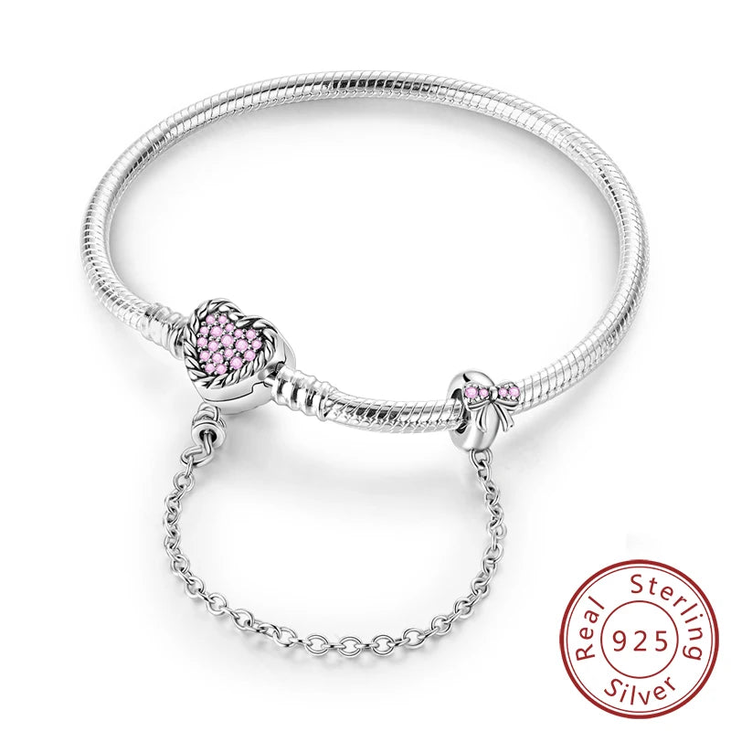 Pulseira de berloques em prata 925 com corações