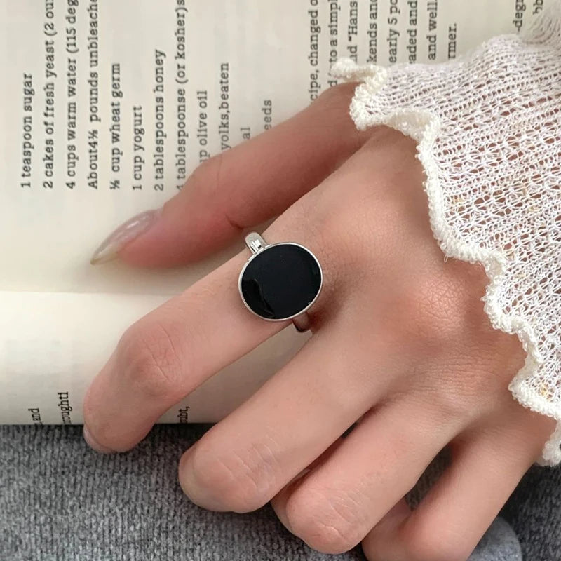 Anel ajustável de prata 925 com pedra da lua