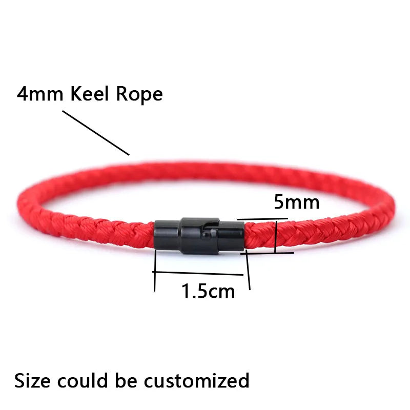 Pulseira de cordão vermelho com fecho magnético