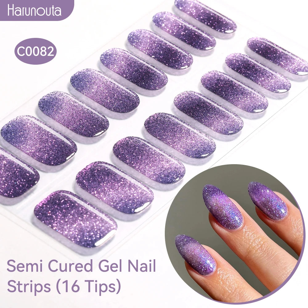 Adesivos de unha em gel semicurado (efeito aurora)