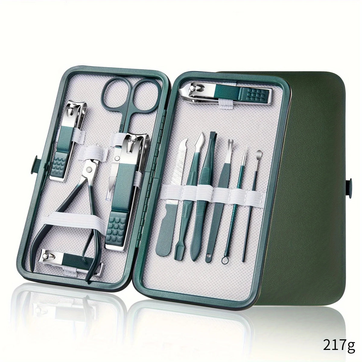 Kit manicure e pedicure em aço inox com estojo