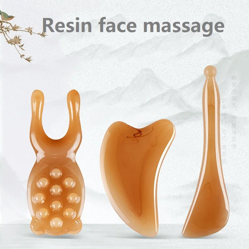 Rolo facial e gua sha de resina (1, 2 ou 3 peças)