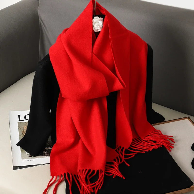 Cachecol pashmina liso com franjas