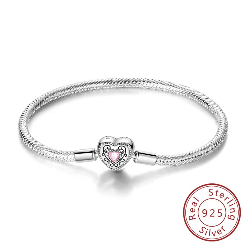 Pulseira de berloques em prata 925 com corações