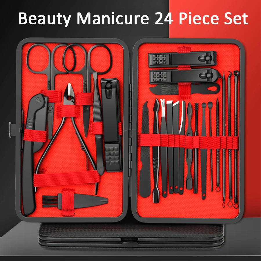 Kit manicure profissional com estojo de couro