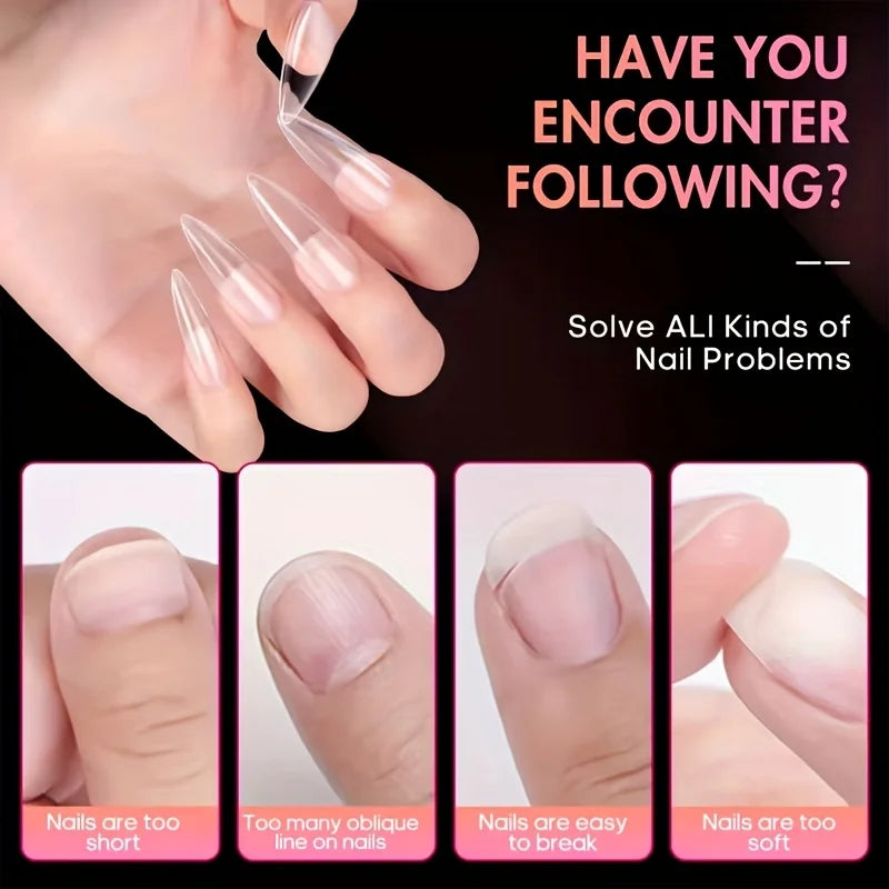 Kit 120 unhas postiças transparentes (12 tamanhos)